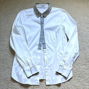 BRUNELLO CUCINELLI Button up shirt w/ silk contrast accents